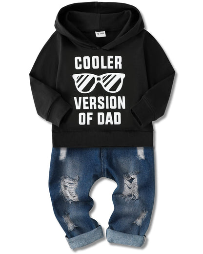 WESIDOM Baby Boy Clothes, Long Sleeve Printing Hoodie With Jeans Pants Outfits Set