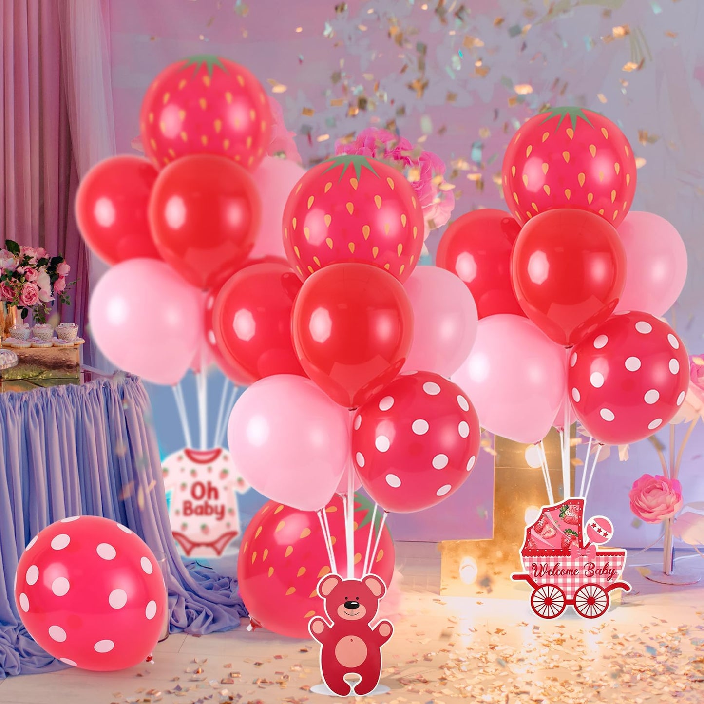 4 Sets Balloon Stand Kit for Table Bear Baby Shower Tables Centerpieces with Balloon Boy Baby Shower Decorations for Bear Theme Gender Reveal Birthday Party Table Decorations Supplies (Brown Bear, 4)