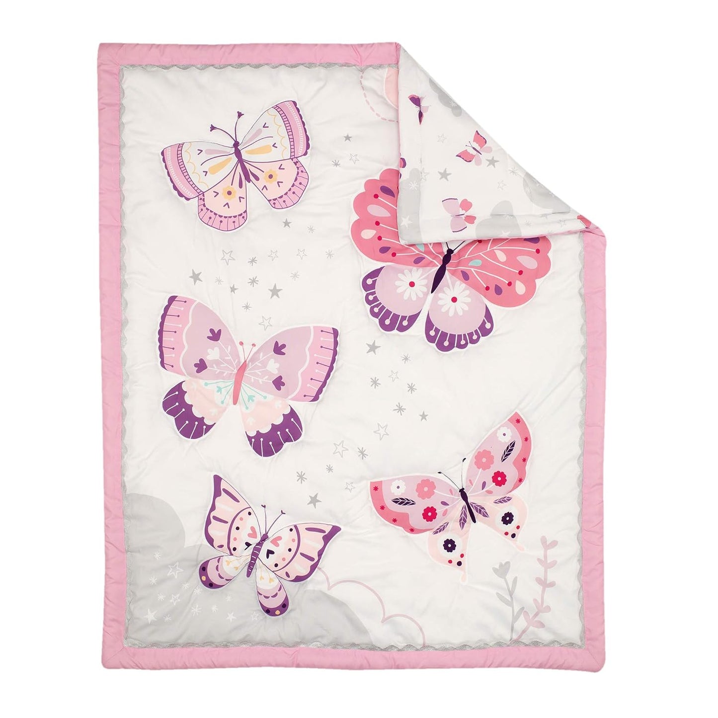 Bedtime Originals 3 Piece Crib Bedding Set, Butterfly Kisses, Multicolor