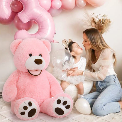 MorisMos Smile Giant Teddy Bear, 51inch Large Stuffed Bears with Big Footprints, Big Stuffed Animals Cuddly Plush Gifts for Girlfriends, Boyfriend, Dark Brown