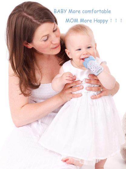 Giftty Baby Teething Mitten, Self-Soothing Teether Glove, Pain Relief Silicone Mitt, Double Breathable, Stay on Baby's Hand, Unisex for Babies 3-12 Months(2 Pink Mittens)