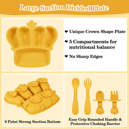 Silicone Baby Feeding Set 10 Pcs Baby Led Weaning Supplies Suction Bowl Divided Plate Baby Bibs Fruit Feeder Baby Spoons Forks Sippy Cup Toddler Utensil Sets Baby Essentials for Newborn Gift