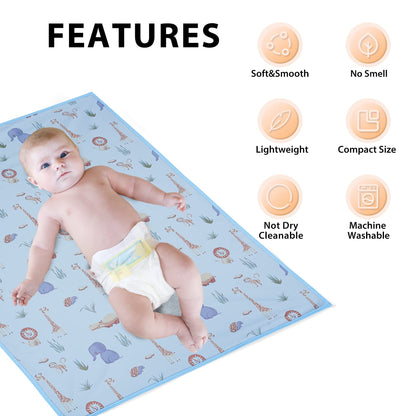 Vegan Leather Baby Changing Mat - Wipeable Portable Changing Pad, Foldable Travel Changing Mat for Baby, Newborns Toddlers Shower Gifts (Flower,20"*28")