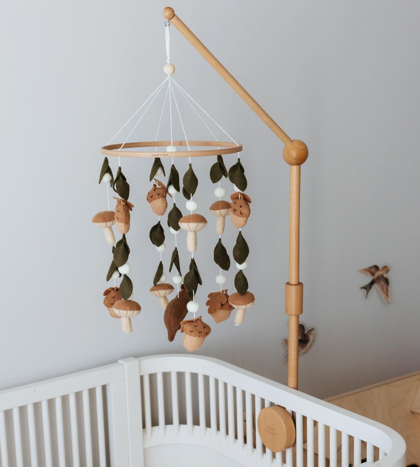 Baby Crib Mobile (Felt Rose) - Baby Shower Gift Nursery Decorations - Handmade Floral Decor for Girls