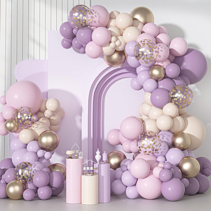 Ouddy Party Dusty Pink Balloons Arch Garland Kit, Different Sizes 18 12 10 5 Inch Boho Pink White Sand Latex Metallic Confetti Balloon for Girl Baby Shower Mothers Day Birthday Party Decorations
