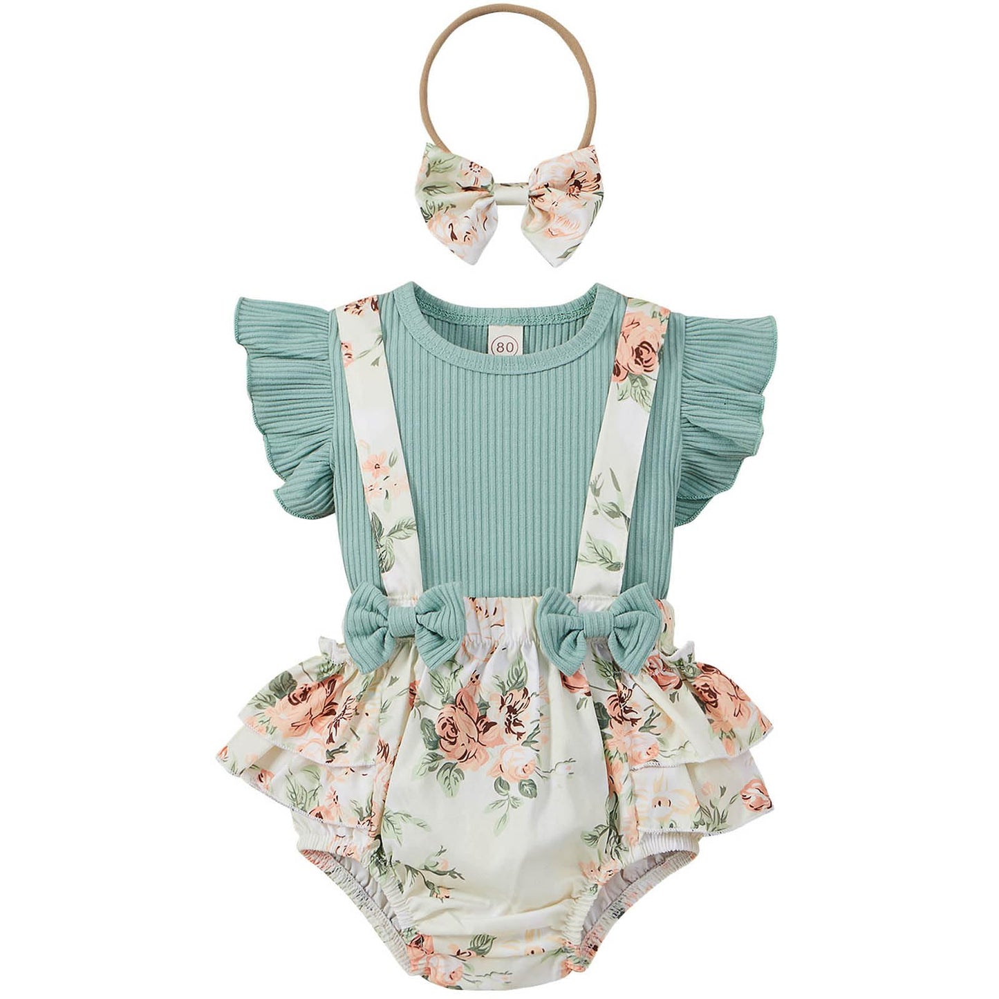 Mubineo Baby Girl Summer Clothes Romper Dress Outfits Cute Ruffle Floral Overalls Skirt Sets Newborn Outfit