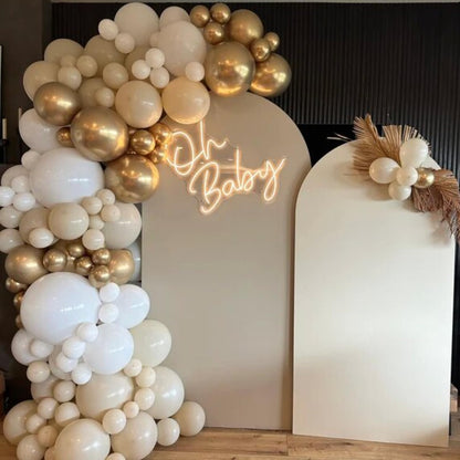 Sage Green Balloons Arch Double Stuffed, Olive Dusty Green Brown Beige Neutral Balloon Garland Kit, White Sand Apricot Tan Latex Balloon for Baby Shower Birthday Jungle Safari Party Decoration