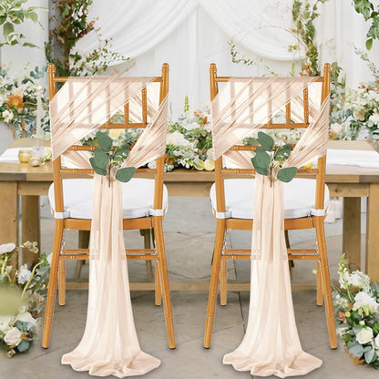 QueenDream Light Blue Sashes Chair Aisle Decorations: 24 Pack Baby Shower Chair Cover 8FT Long Tulle Draping Fabric Wedding Reception Church