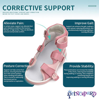 Orthopedic Sandals for girls with Hollowed Out Heart Pattern,High-top AFO Shoes with Arch and Ankle Support