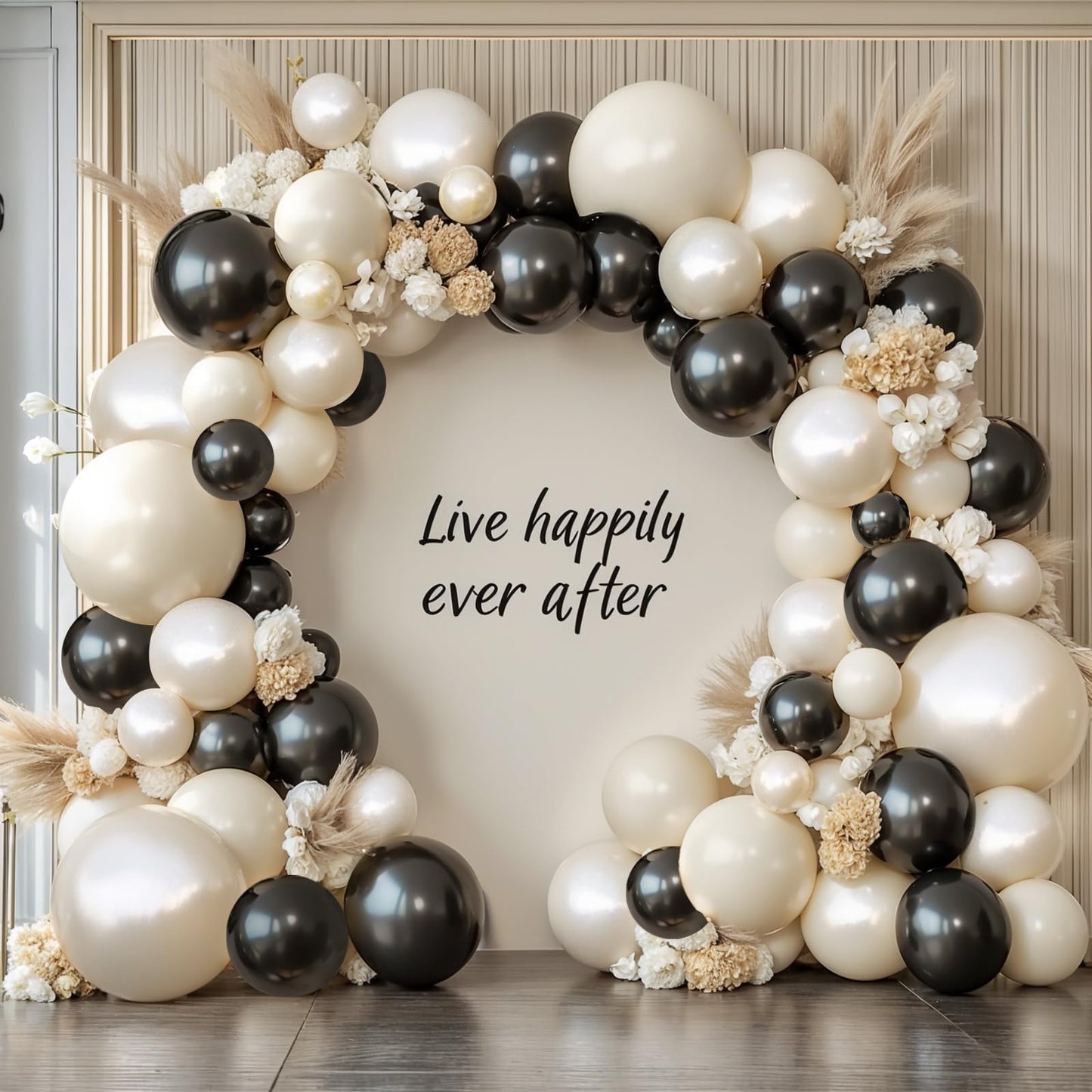 Black And White Balloon Arch Kit, Double Stuffed White And Black Balloons Garland Pearl White Sand Black Latex Balloons Different Size for Wedding Coquette Birthday Party Decorations