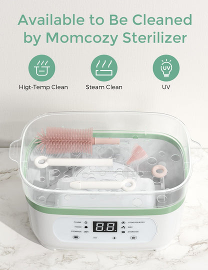 Momcozy Bottle Brush Kit, Innovative Push-Press Design for Better Cleaning - Baby Bottle Cleaner Brush for Baby Bottle, Breast Pumps, Nipples, and More - Can Generate Foam for Better Cleaning, Pink