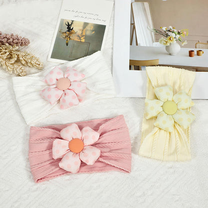 3 Pcs Baby Flower Headbands Baby Girls Nylon Headband Soft Hairbands Hair Accessories for Newborn Infant Toddler Kids (Beige Pink Khaki)