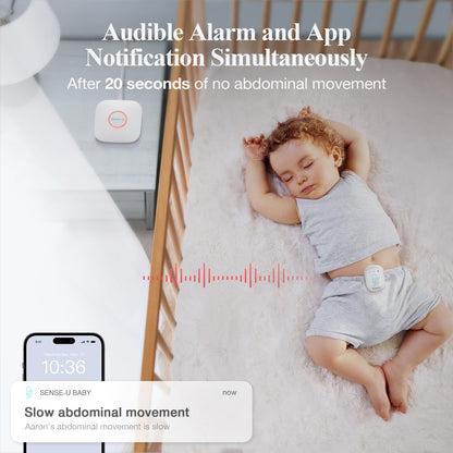Sense-U Pro Baby Movement Monitor with Arousal Vibration, Movement/Rollover/Overheating Alerts, Audible & App Notifications, Easy Clip-On Design, Smart Sleep Monitor, FSA/HSA Eligible