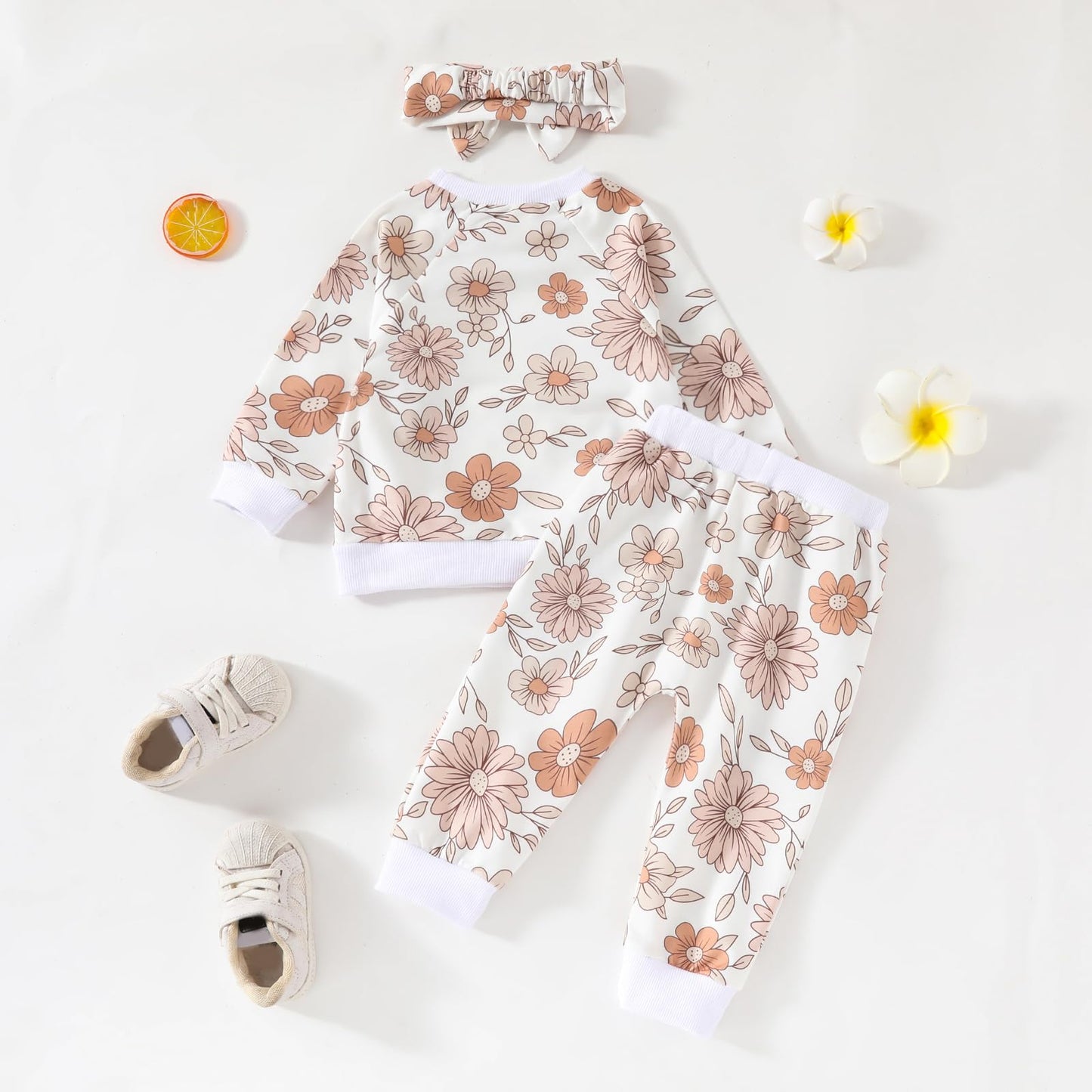 AMAWMW Infant Baby Girl Clothes Long Sleeve Loose Sweatshirts Pockets Pants Headband Outfits Fall Winter Spring Gift