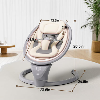 Baby Swings for Infants, Electric Infant Swing with Remote Control, Portable Baby Swing with 5-Point Harness, 5 Speeds, and 10 Preset Lullabies (Adapter Included)