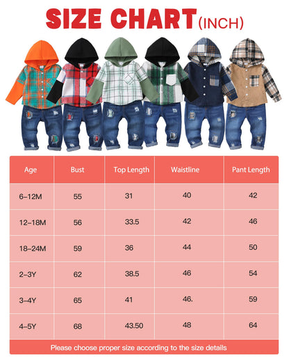 NZRVAWS Baby Boy Clothes Toddler Outfit Infant 6 12 18 24 Months2 3 4T Sweatsuit Ripped Jeans Fall Winter Clothing