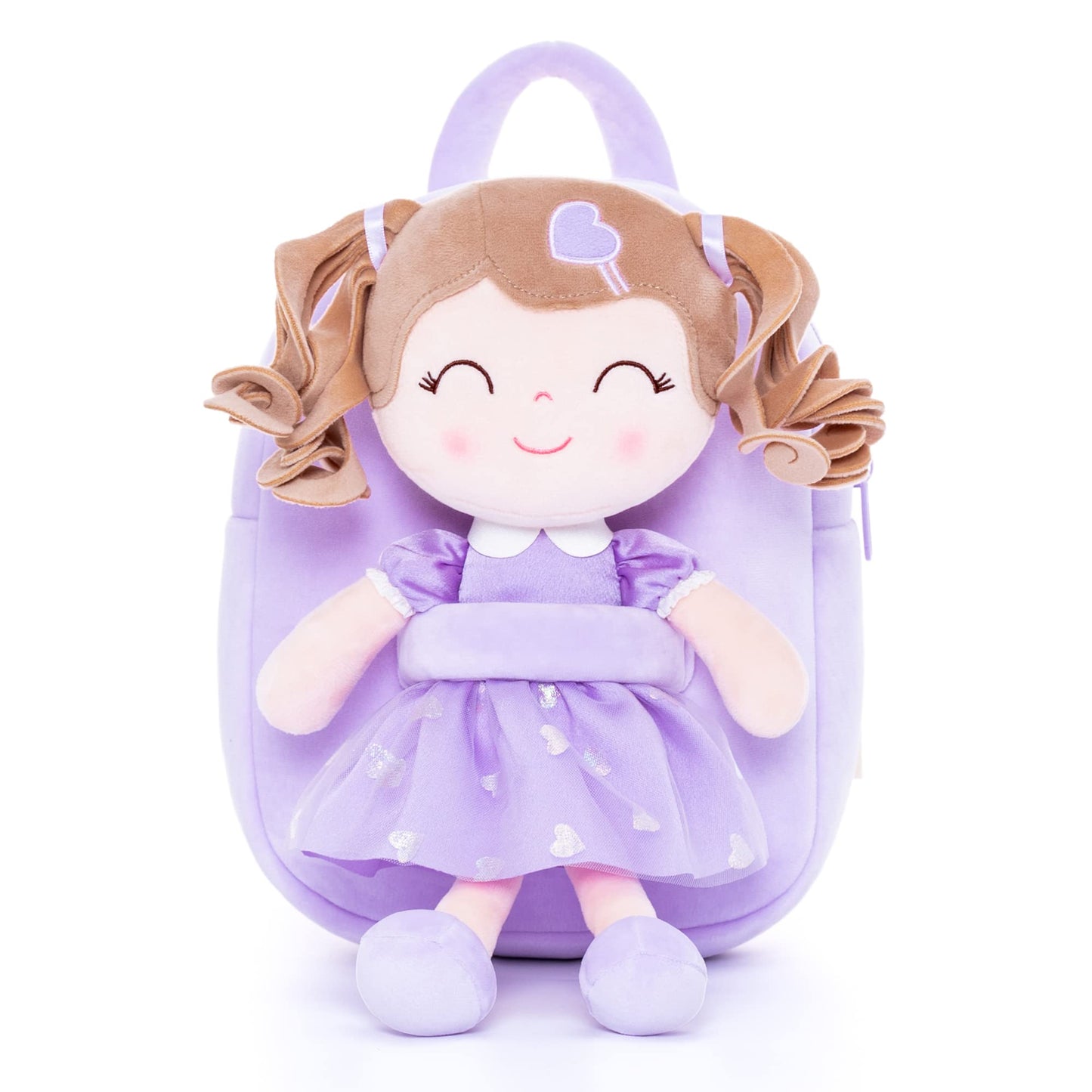 Gloveleya Toddler Backpack Baby Ballerina Girl Gifts Plush Curly Hair Ballet Backpack - Black Blonde 9 inches