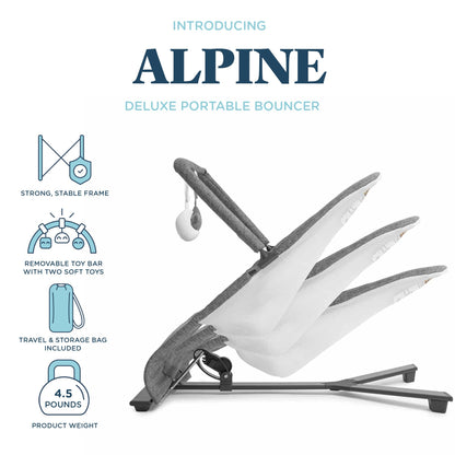 Baby Delight Alpine Deluxe Portable Bouncer, Infant, 0-6 Months, 100% GOTS Certified Cotton Fabrics, Organic Oat