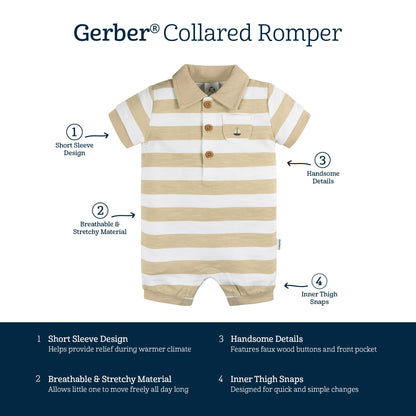 Gerber Baby Boys' Cotton Polo Romper