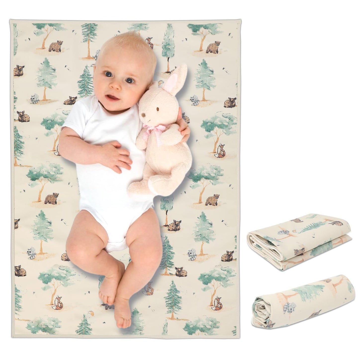 Vegan Leather Baby Changing Mat - Wipeable Portable Changing Pad, Foldable Travel Changing Mat for Baby, Newborns Toddlers Shower Gifts (Flower,20"*28")