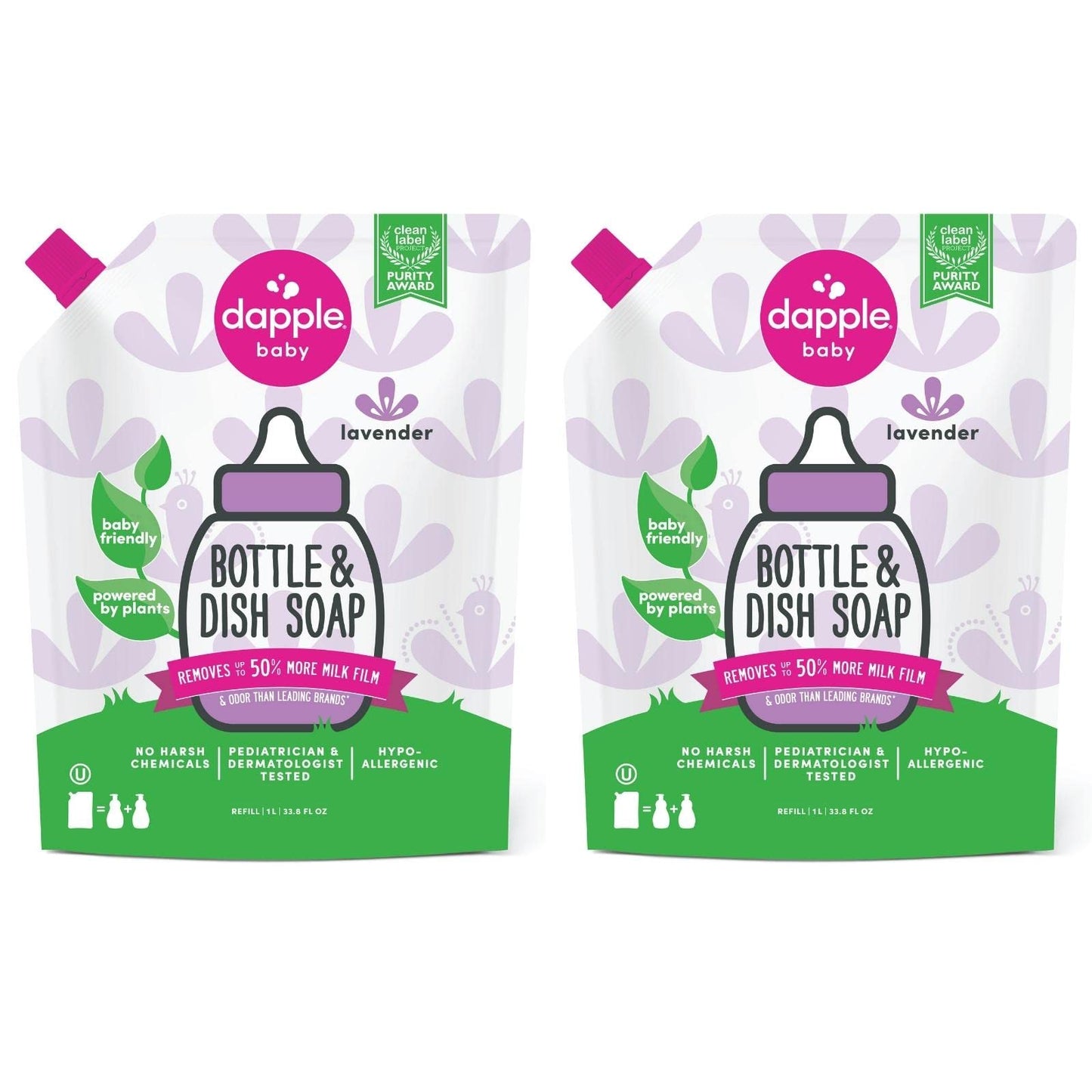 Dapple Baby Bottle Soap, Hypoallergenic Dish Soap for Baby Bottles, Powered by Plants, Travel Size, Fragrance Free, 3 Fl Oz (Pack of 2)