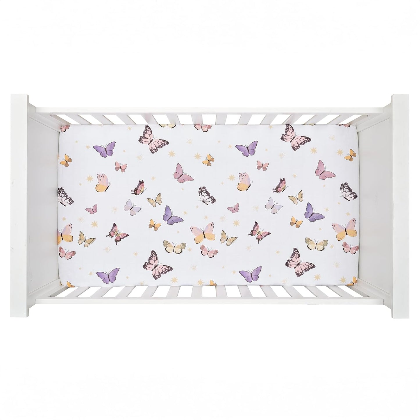 Lambs & Ivy Butterfly Dreams Pink/Gold 3-Piece Nursery Baby Crib Bedding Set