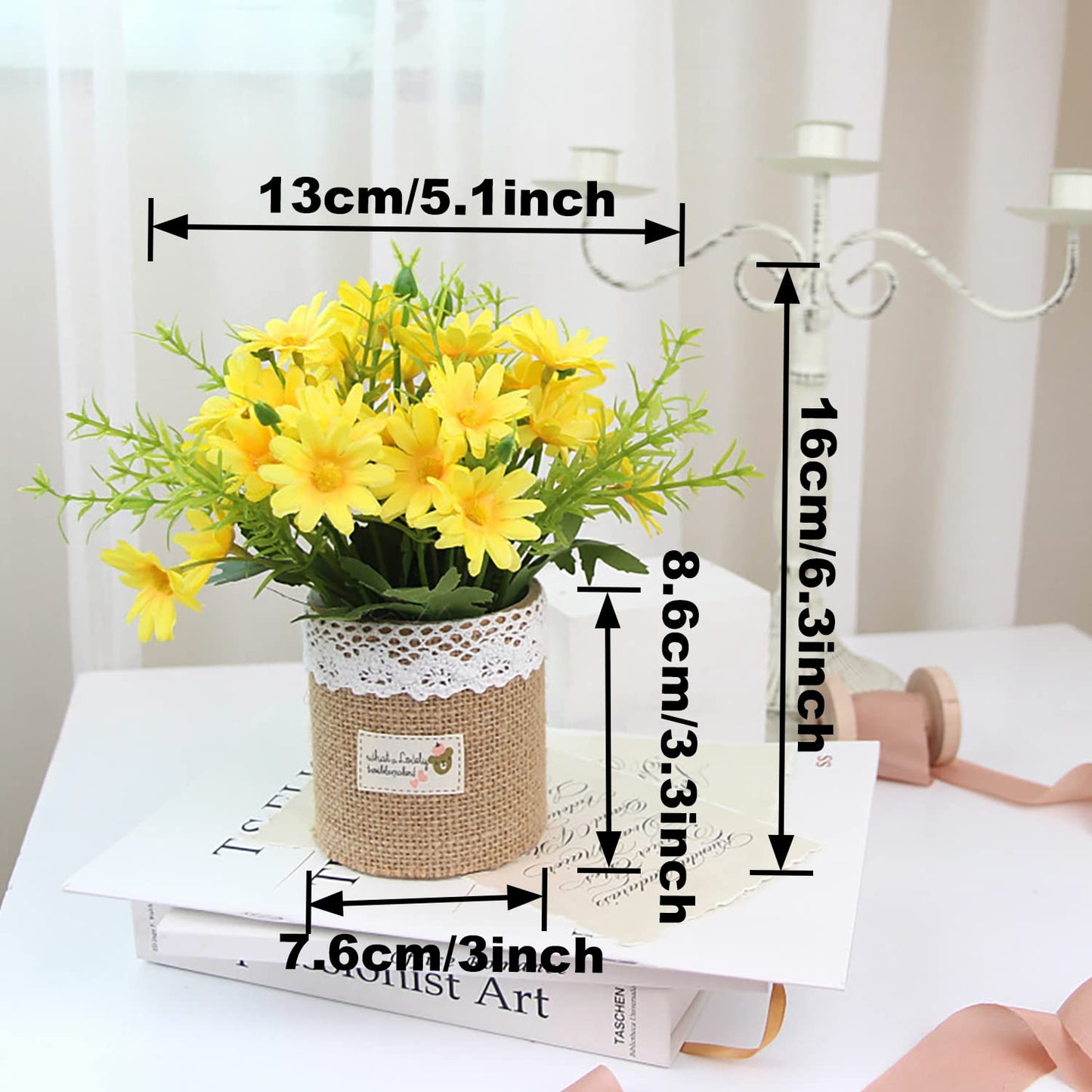 XONOR Artificial Flower Plants – Mini Fake Hydrangea Flowers in Pot for Home Decor Party Wedding Office Patio Table Desk Decoration, Set of 4, 3.3''(D) x 5.5''(H)