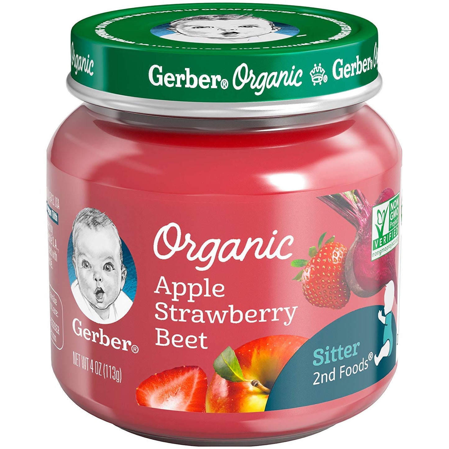 Gerber Stage 2 Baby Food, Organic Apple Spinach with Kale Jar, Fruit & Veggie Puree, Vitamin C, Non-GMO, Baby Food Puree Jars Glass