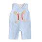 Baby Boy Summer Clothes Sleeveless Embroidery Dinosaur Striped Retro Romper Jumpsuit Smocked Shortall