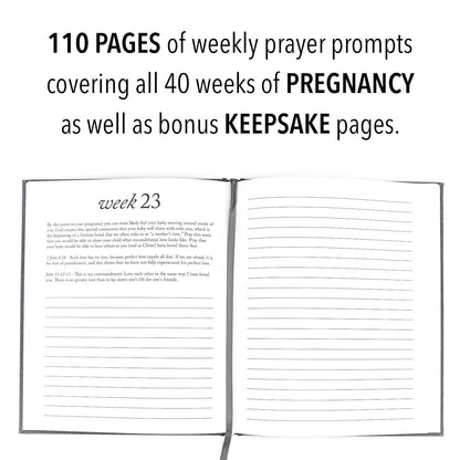 Pregnancy Prayer Journal - Christian Pregnancy Journal For Milestones - Linen-Bound Baby Book Keepsake - Gifts For Expecting Moms (Grey, 110 Pages)
