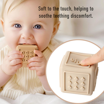 Baby Blocks Stacking for Babies Silicone Soft Building Blocks Teethers Montessori Toys for Babies Education Toys for Toddler Baby 8 PCS-Gentle