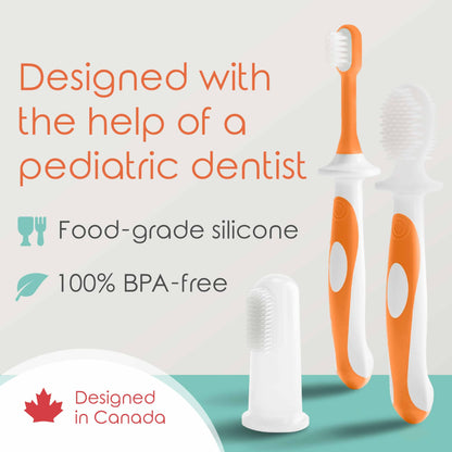 Cherish Baby Care Baby Toothbrush & Toddler Toothbrush Set (0-2 Years) - BPA-Free & Safety-Tested, 2023 Award Winner, Food-Grade Silicone (Teal)