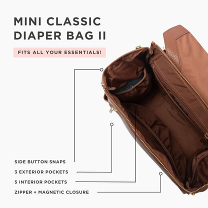 Freshly Picked Mini Classic Diaper Bag Backpack, Vegan Leather Baby Diaper Bag, Backpack Diaper Bag for Women (Aspen)