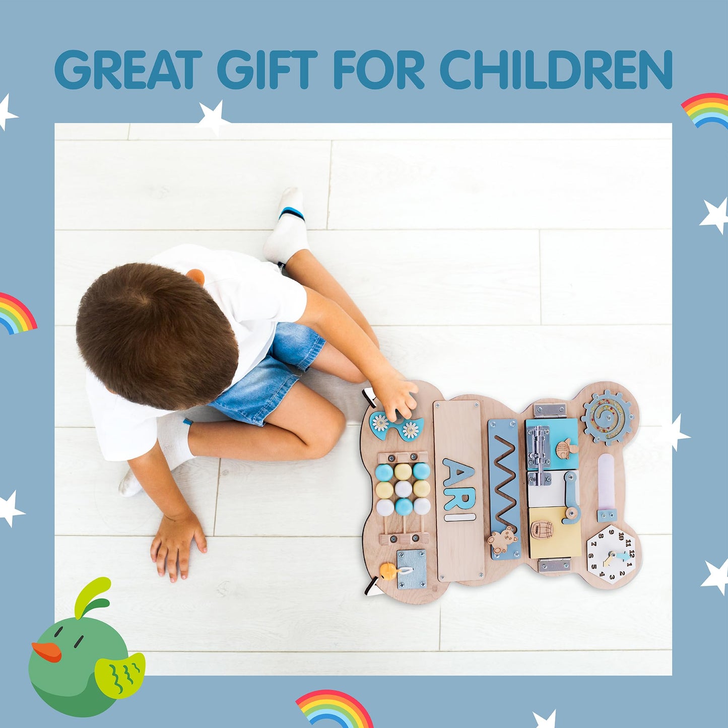 Nabytok Customized Name Puzzle for Toddlers (Fixed I J Letters) Personalized Toddlers Busy Board, Baby Personalized Board for 1-5 Years Old, First Birthday Gift, Montessori Toys (Pastel Girl)