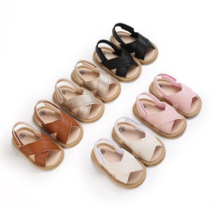 SOFMUO Baby Girls Sandals Premium Soft Sole Infant Indoor Flat Newborn Slippers Lightweight Comfort Toddler Summer Princess Dress Shoes