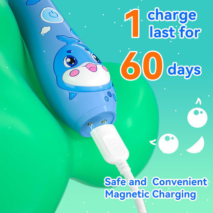 SEAGO Kids Electric Toothbrushes Rechargeable, Toddler Electric Toothbrush with Magnetic Charging, LED Observing Light, 8 Toothbrush Heads for Ages 2-4-6 Boys Girls (Pink)