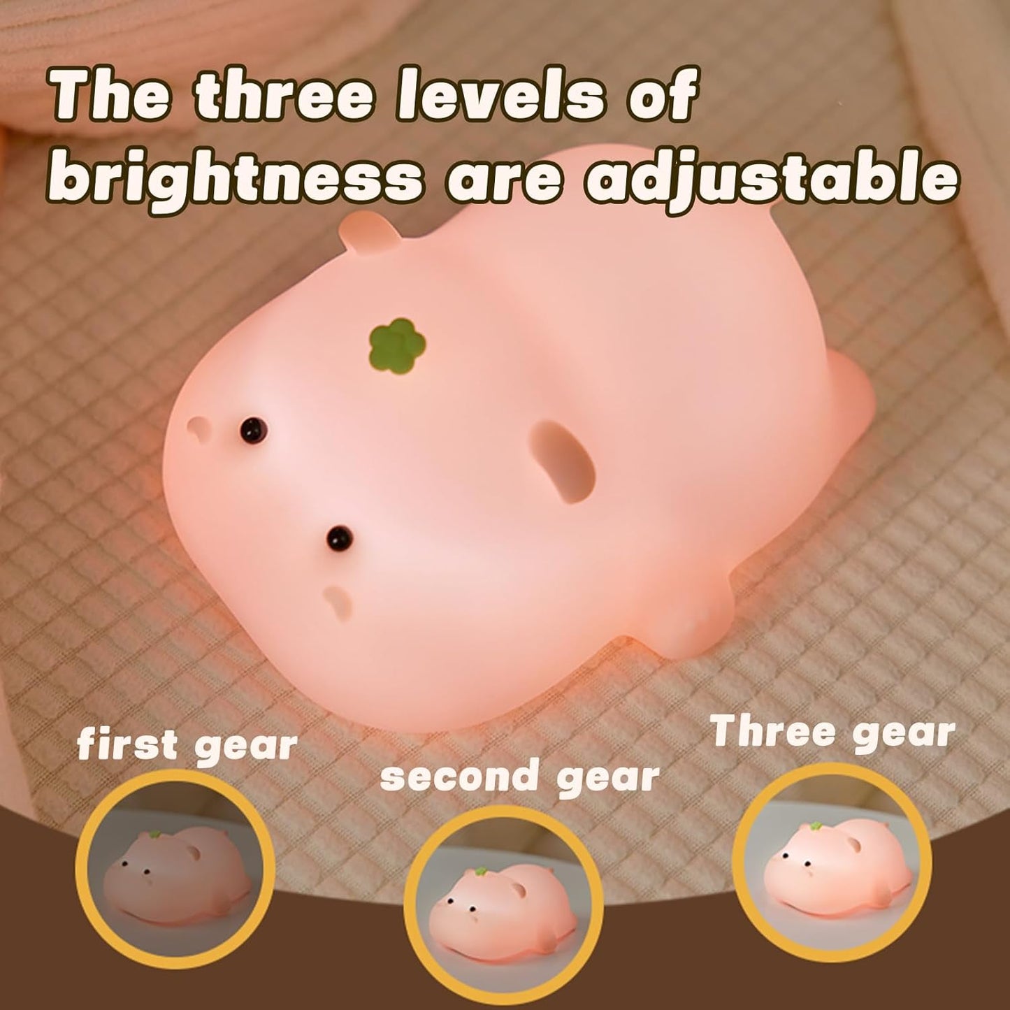 Night Light for Kids, Cute Pink Silicone Hippo Night Light, Rechargeable, Touch Sensor Bedside Table Lamp, Squishy Animal Led Lamp for Bedroom Living Room Gift Decor, Red, AAB-00212