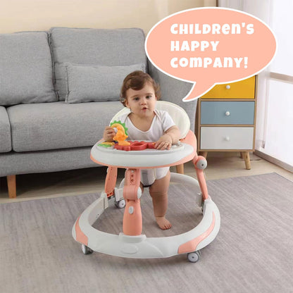3 in 1 Baby Walker, Baby Walkers for Boys and Girls with Removable Footrest, Feeding Tray, Rocking Function & Music Tray(Without Battery), Foldable Activity Walker for Baby 6-18 Months (Blue)