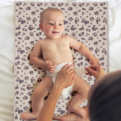 Vegan Leather Baby Changing Mat - Wipeable Portable Changing Pad, Foldable Travel Changing Mat for Baby, Newborns Toddlers Shower Gifts (Flower,20"*28")