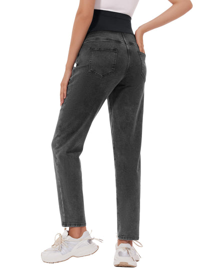POSHGLAM Women's Maternity Jeans Over Belly Comfy Stretch Boyfriend Jeans Loose Pregnancy Pants, S-XXL
