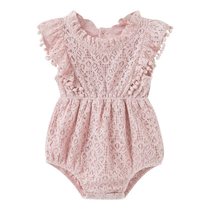 Simplee kids Baby Girl Kint Romper Fall Sleeveless Pompoms Rompers Newborn Little Girl Overall Jumpsuit Outfits