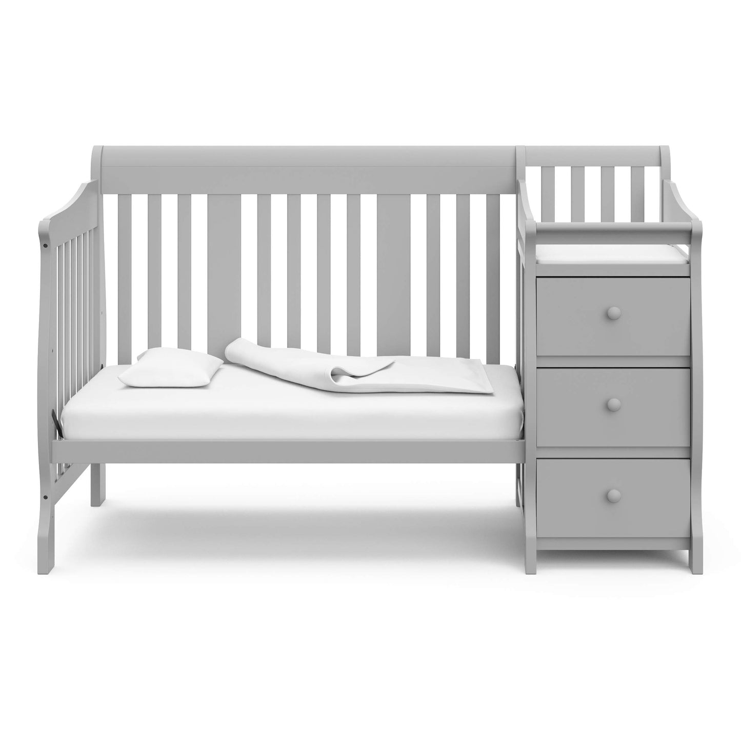 Storkcraft Portofino 5-in-1 Convertible Crib and Changer (Espresso) – Crib and Changing -Table Combo with 3 Drawers, Includes Baby Changing Pad, Converts to Full-Size Bed