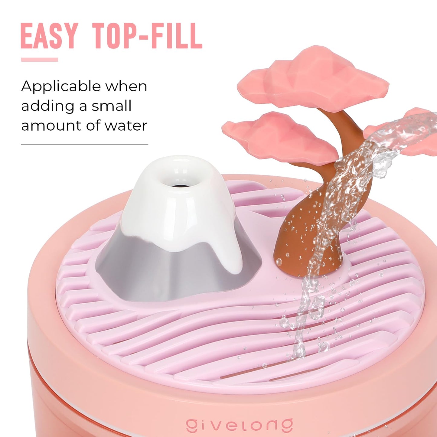 Cute Flower Mini Humidifier, 260ml Gardenia Desktop Humidifiers for Bedroom, Portable Small Cool Mist Humidification for Home, Baby Nursery, Office & Indoor Plants, USB Powered (Pink)