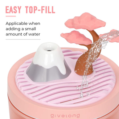 Cute Flower Mini Humidifier, 260ml Gardenia Desktop Humidifiers for Bedroom, Portable Small Cool Mist Humidification for Home, Baby Nursery, Office & Indoor Plants, USB Powered (Pink)
