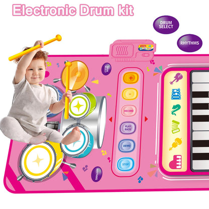 Toys for 1 Year Old Girl Gifts,2 in 1 Piano Mat Montessori Toys for 1 2 Year Old Girl,Educational Musical Toy First Birthday Gifts for 1 2 3 Year Old Girls,Christmas Stocking Stuffers for Toddler Girl