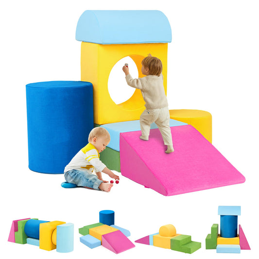 Toddler Climbing Toys Indoor, 7-Piece Colourful Foam Climbing Blocks, Soft Play Climbing for Toddlers, Modular Crawling & Sliding Play Set for Toddlers 1-3 Years Old