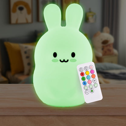 Lumipets Remote Control Silicone Night Light for Kids - Pig Design with 9 Soft Colors & Sleep Timer - Rechargeable, Battery-Operated Lamp for Bedroom | Baby Nursery, Toddler, Girls, Boys