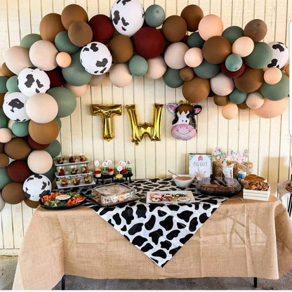 BALONAR 135Pcs Cow Boy Blue Balloons Arch Garland Kit with 18/10/5inch Sand White Coffee Cow Print Farm Animal Gold Balloons for Boy Birthday Party Baby Shower Birthday Supplies (Blue)
