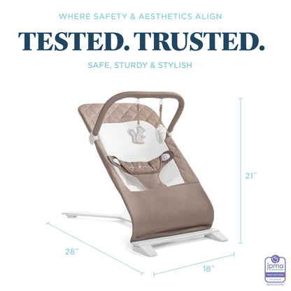 Baby Delight Alpine Deluxe Portable Bouncer, Infant, 0-6 Months, 100% GOTS Certified Cotton Fabrics, Organic Oat
