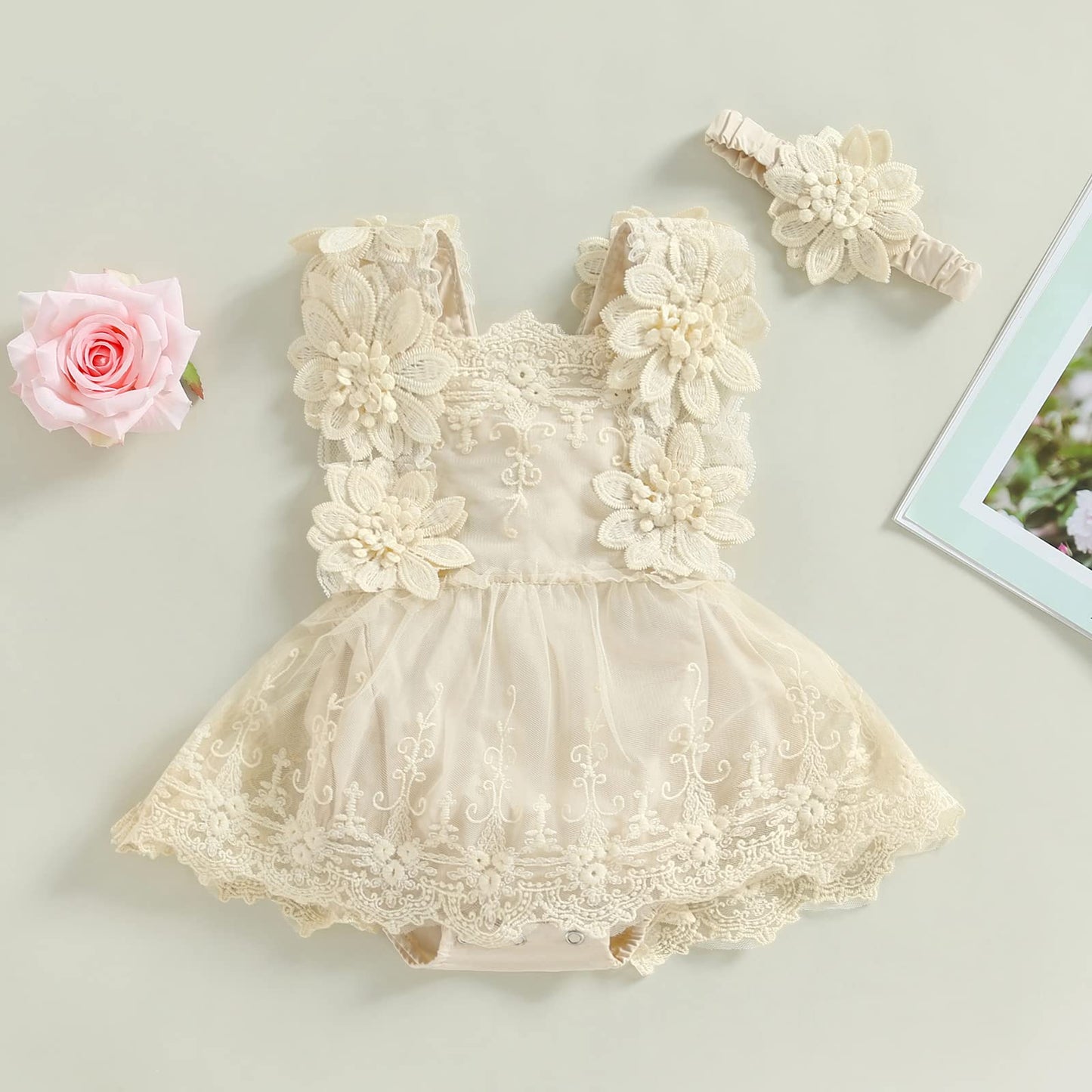 Mubineo Baby Girl Summer Clothes Lace Romper Skirt Dress Princess Outfits Sleeveless Flower Newborn Outfit
